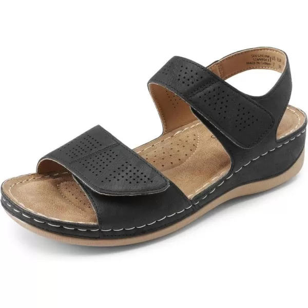 imageDREAM PAIRS Womens Comfortable Dressy Flats Sandals Open Toe One Band Casual Walking Sandals for SummerBlack