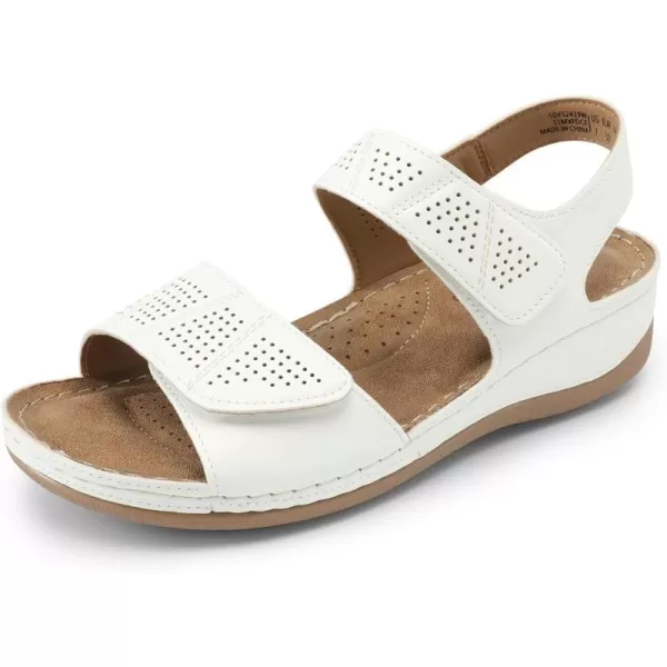 imageDREAM PAIRS Womens Comfortable Dressy Flats Sandals Open Toe One Band Casual Walking Sandals for SummerWhite