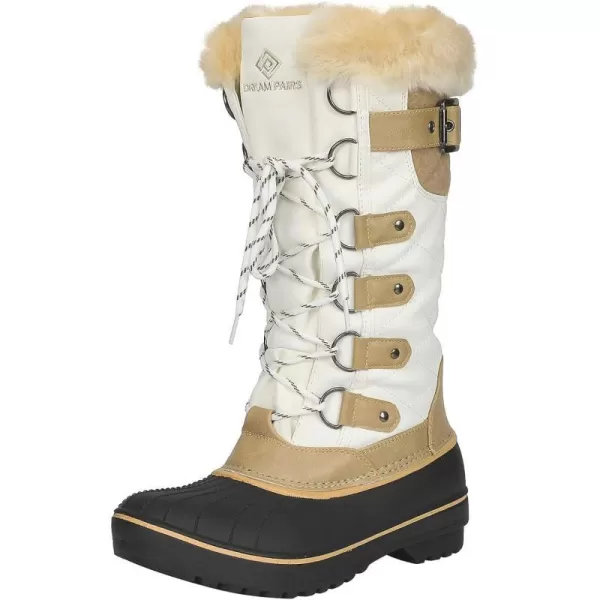 imageDREAM PAIRS Womens DP Warm Faux Fur Lined Mid Calf Winter Snow BootsAvabeigeWhite