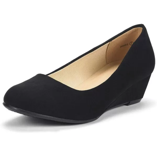 imageDREAM PAIRS Womens Debbie Mid Wedge Heel Pump ShoesBlack Suede