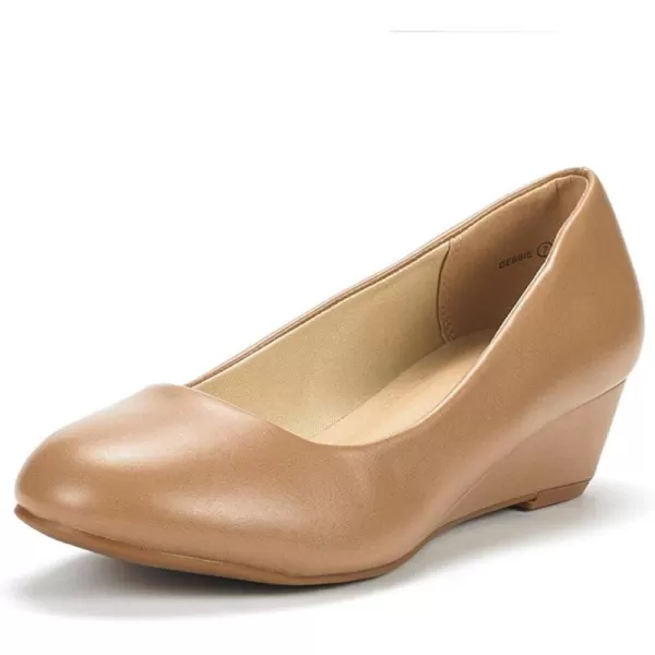 imageDREAM PAIRS Womens Debbie Mid Wedge Heel Pump ShoesNude Pu