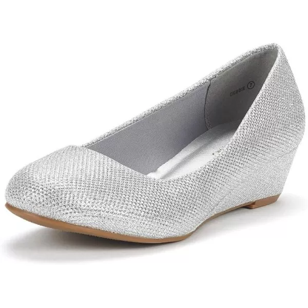 imageDREAM PAIRS Womens Debbie Mid Wedge Heel Pump ShoesSilver Glitter