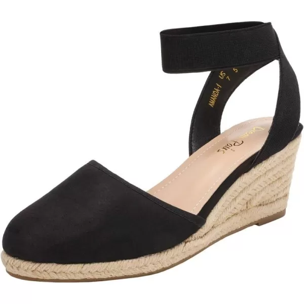 imageDREAM PAIRS Womens Elastic Ankle Strap Espadrilles Wedge SandalsBlack