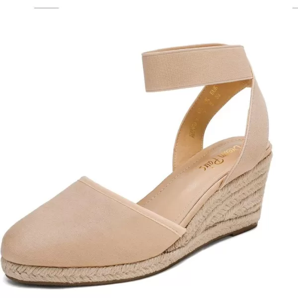 imageDREAM PAIRS Womens Elastic Ankle Strap Espadrilles Wedge SandalsNude