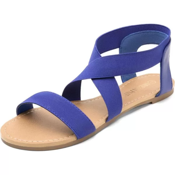 imageDREAM PAIRS Womens Elastic Ankle Strap Flat Sandals Summer Dressy Shoes Cute Strappy Gladiator SandalsRoyalBlue