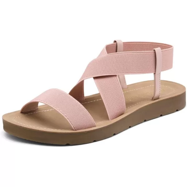 imageDREAM PAIRS Womens Elastic Ankle Strap Summer Flat SandalsBlush1