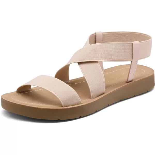 imageDREAM PAIRS Womens Elastic Ankle Strap Summer Flat SandalsNude1