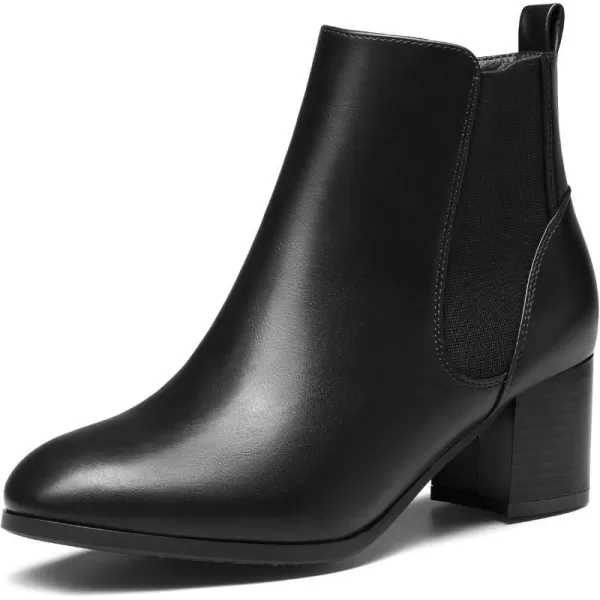 imageDREAM PAIRS Womens Elastic Gore Chelsea Boots Chunky Block Heel Ankle BootieBlackPu