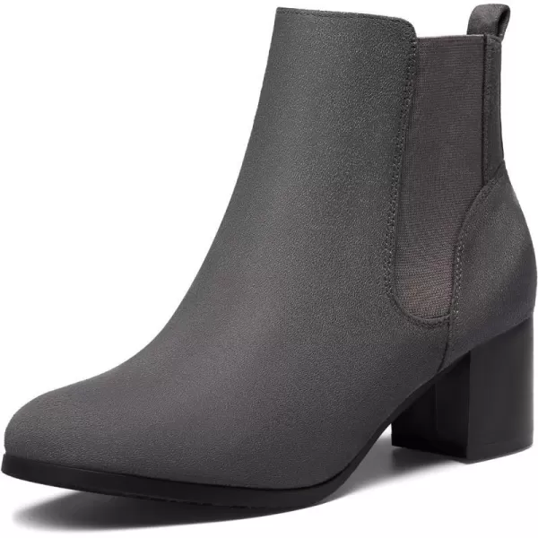 imageDREAM PAIRS Womens Elastic Gore Chelsea Boots Chunky Block Heel Ankle BootieGrey