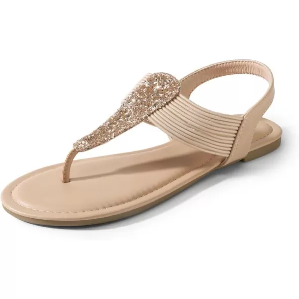 imageDREAM PAIRS Womens Elastic Strappy String Thong Ankle Strap Summer Gladiator SandalsNude