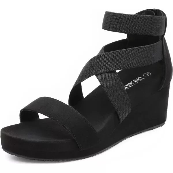 imageDREAM PAIRS Womens Elastica Ankle Strap Open Toe Platform Wedge SandalsBlack3