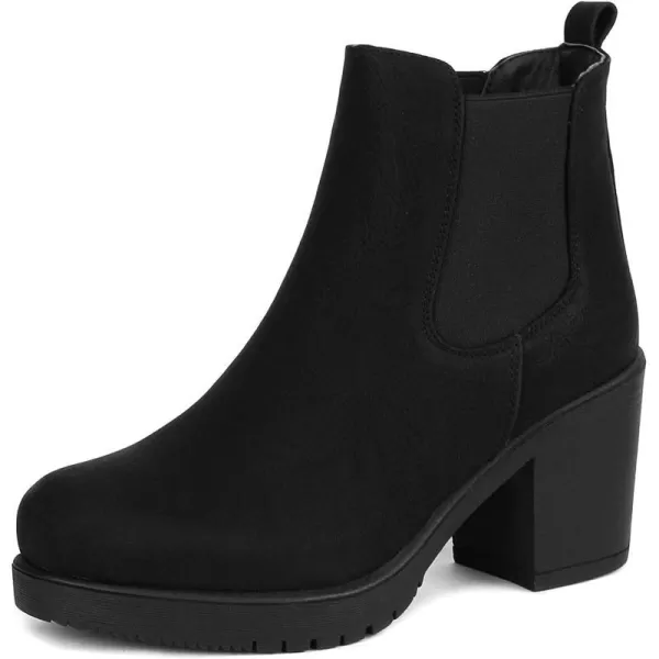 imageDREAM PAIRS Womens FRE High Heel Chelsea Style Ankle BootieBlackPu
