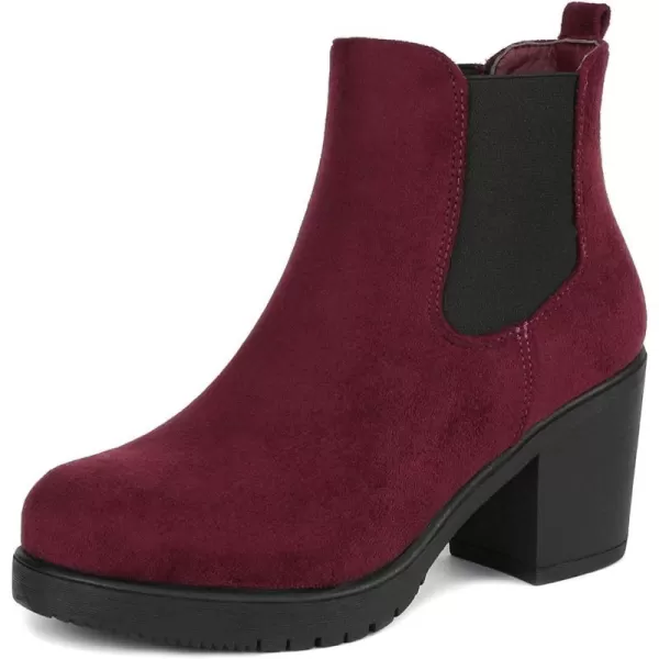 imageDREAM PAIRS Womens FRE High Heel Chelsea Style Ankle BootieBurgundy