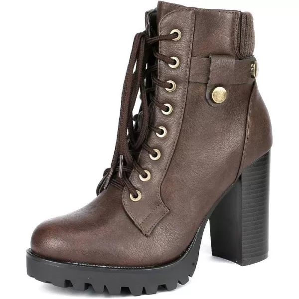imageDREAM PAIRS Womens Fashion Ankle Boots  Chunky High Heel BootiesScandlBrown