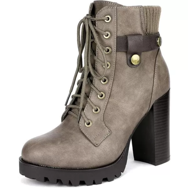 imageDREAM PAIRS Womens Fashion Ankle Boots  Chunky High Heel BootiesScandlKhaki
