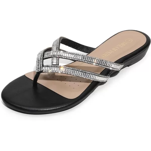 imageDREAM PAIRS Womens Fashion Rhinestones Design Slides SandalsBlack01