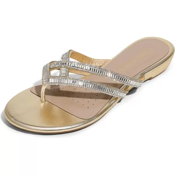imageDREAM PAIRS Womens Fashion Rhinestones Design Slides SandalsGold01