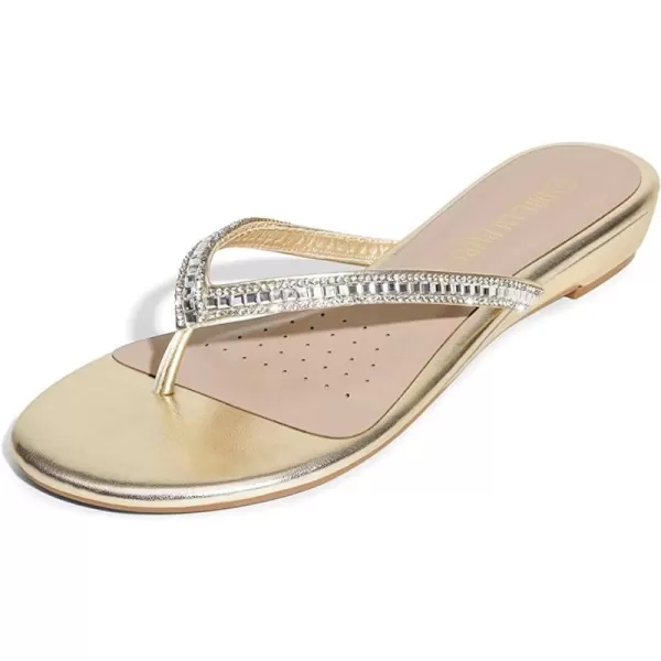 imageDREAM PAIRS Womens Fashion Rhinestones Design Slides SandalsGold03