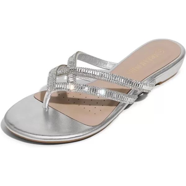 imageDREAM PAIRS Womens Fashion Rhinestones Design Slides SandalsSilver03