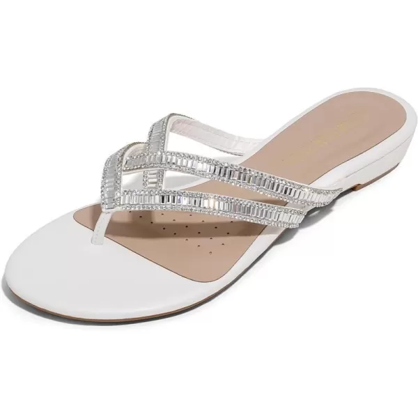 imageDREAM PAIRS Womens Fashion Rhinestones Design Slides SandalsWhite01