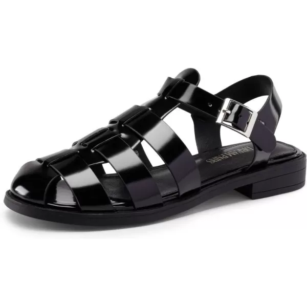imageDREAM PAIRS Womens Fisherman Gladiator Woven Flat Sandals for SummerBlackpat