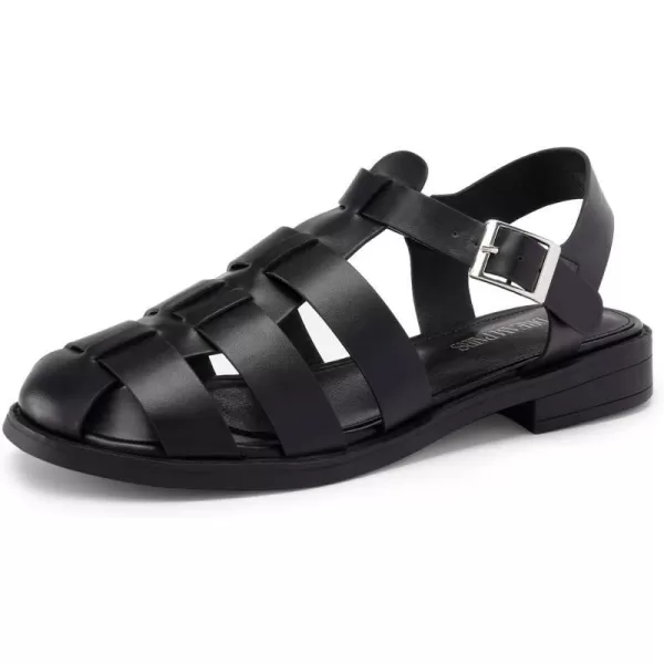 imageDREAM PAIRS Womens Fisherman Gladiator Woven Flat Sandals for SummerBlackpu