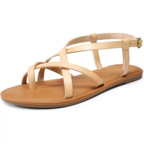 imageDREAM PAIRS Womens Flat Sandals Strappy Dressy Comfortable Ankle Strap Casual Summer Thong Sandals for BeachNude