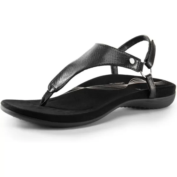 imageDREAM PAIRS Womens Flat Sandals Walking Sandals with Concealed Orthotic Arch SupportAll Black
