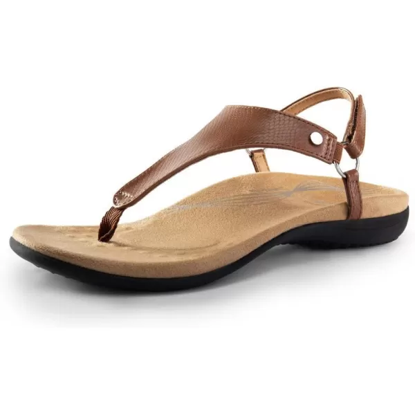 imageDREAM PAIRS Womens Flat Sandals Walking Sandals with Concealed Orthotic Arch SupportBrown