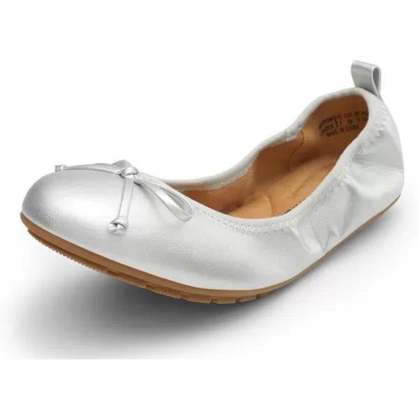 imageDREAM PAIRS Womens Flats Foldable Ballet Flats for Women Bowknot Round Toe Comfort Light Weight SlipOn Dress ShoesSilver