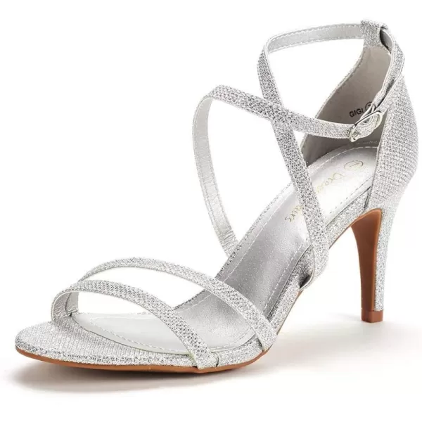 imageDREAM PAIRS Womens GIGI Fashion Stilettos Open Toe Pump Heel SandalsSilver Glitter