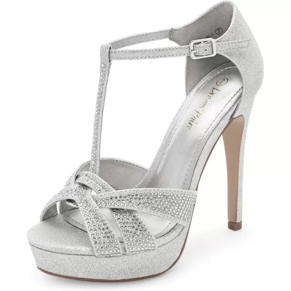 imageDREAM PAIRS Womens Heeled Sandals PumpSilverGlitterTeaser