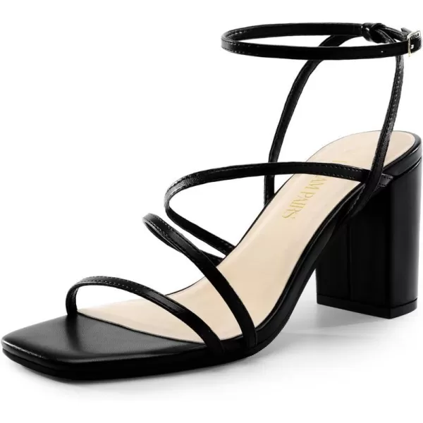 imageDREAM PAIRS Womens Heels Chunky Block Strappy Square Open Toe Ankle Buckle Heeled Sandals Wedding Party Dress ShoesBlack