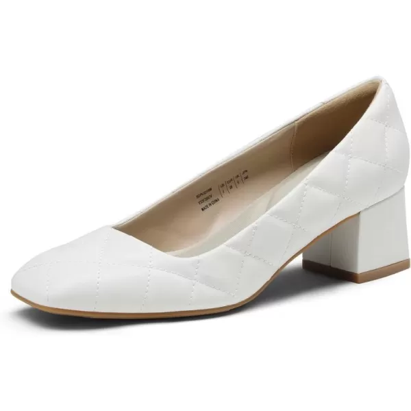 imageDREAM PAIRS Womens Heels Chunky Low Block Square Toe Dress Shoes Comfortable Wedding Party Office Church PumpsWhitePu