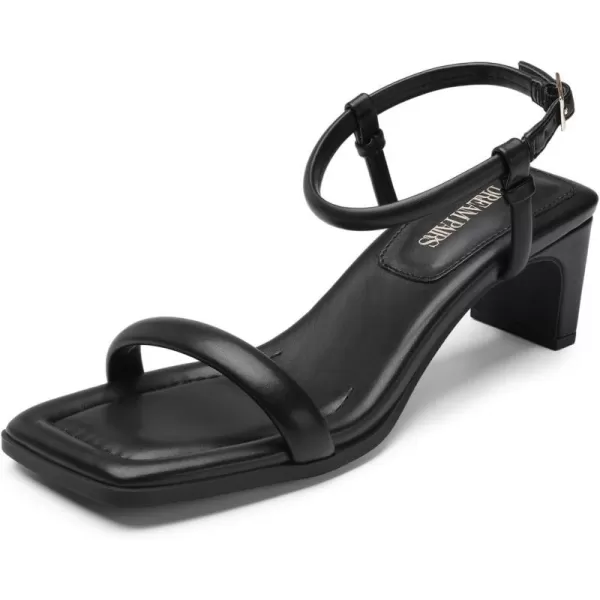 imageDREAM PAIRS Womens Heels Open Toe Ankle Strap Square Cute Wedding Party Sandals Comfort Dress ShoesBlack