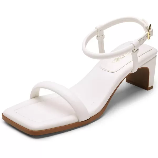 imageDREAM PAIRS Womens Heels Open Toe Ankle Strap Square Cute Wedding Party Sandals Comfort Dress ShoesWhite