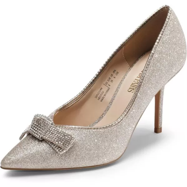 imageDREAM PAIRS Womens Heels Pointed Toe Pump Shoes for WomenGoldglitter