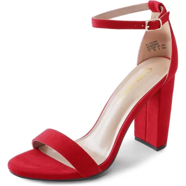 imageDREAM PAIRS Womens HiChunk High Heel Pump SandalsRed Suede
