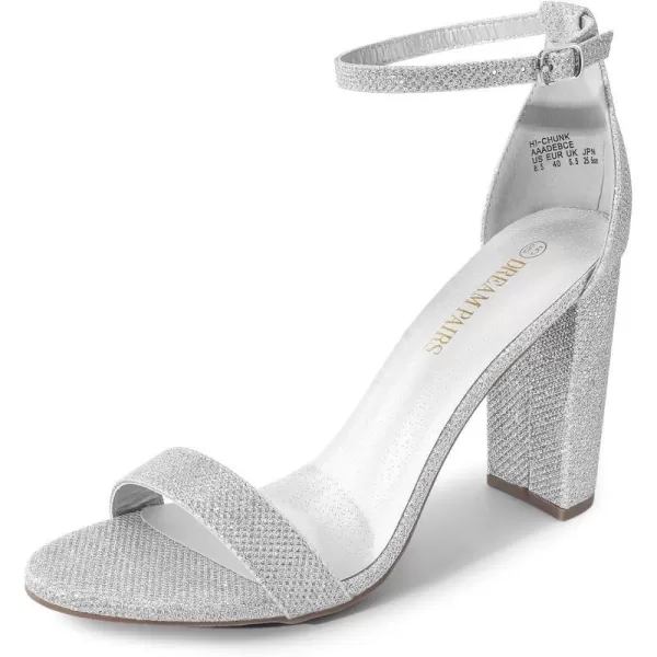 imageDREAM PAIRS Womens HiChunk High Heel Pump SandalsSilver Glitter