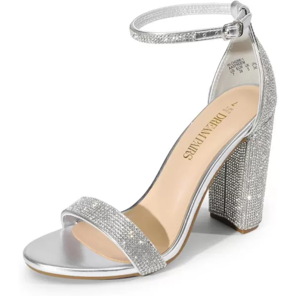 imageDREAM PAIRS Womens HiChunk High Heel Pump SandalsSilverrhinestone