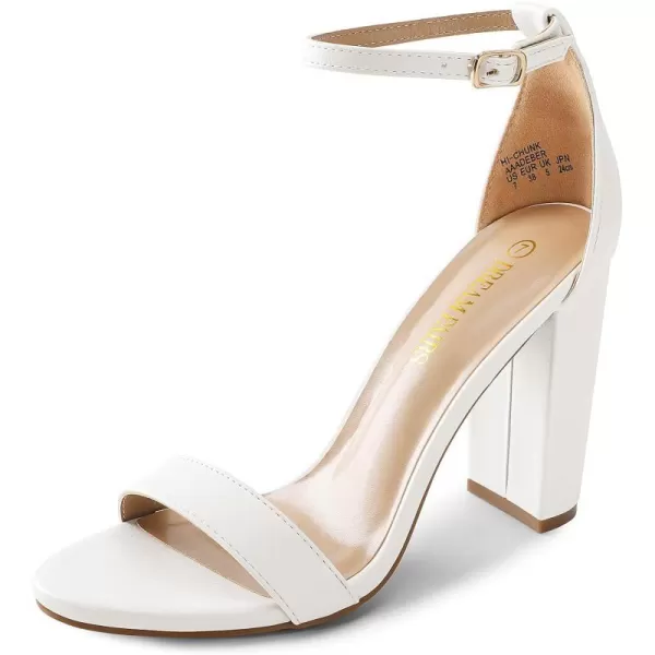 imageDREAM PAIRS Womens HiChunk High Heel Pump SandalsWhite Pu