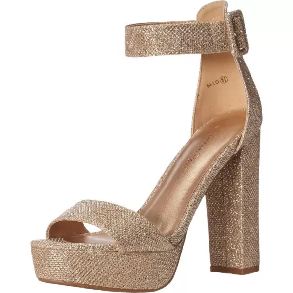 imageDREAM PAIRS Womens HiLo High Heel Platform Pump SandalsGoldGlitter