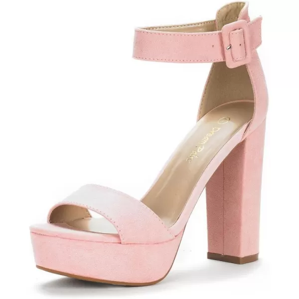 imageDREAM PAIRS Womens HiLo High Heel Platform Pump SandalsPink Suede