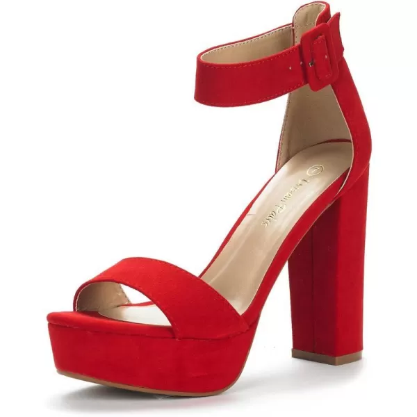 imageDREAM PAIRS Womens HiLo High Heel Platform Pump SandalsRedSuede