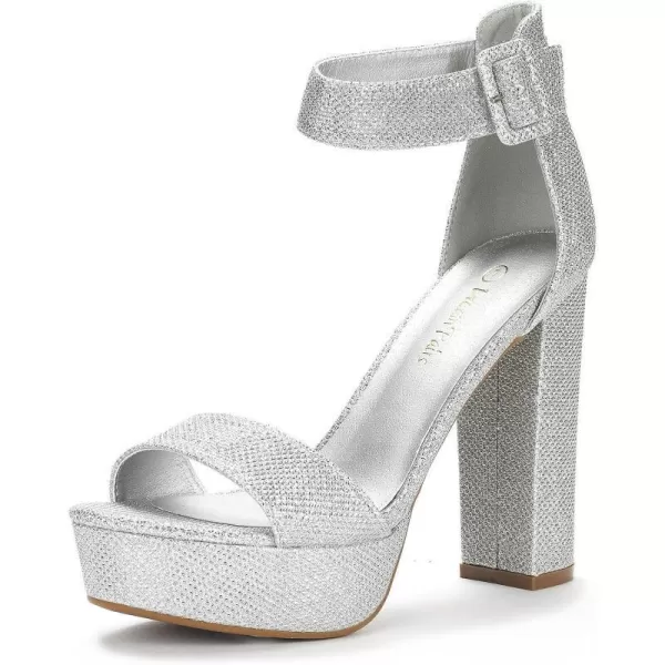 imageDREAM PAIRS Womens HiLo High Heel Platform Pump SandalsSilverGlitter