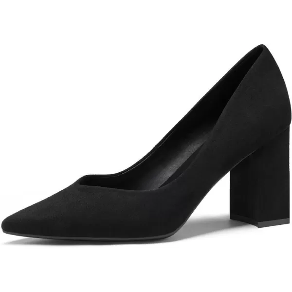 imageDREAM PAIRS Womens High Chunky Closed Toe Block Heels Pointed Toe Wedding Party Elegant Slip On Pumps ShoesBlack