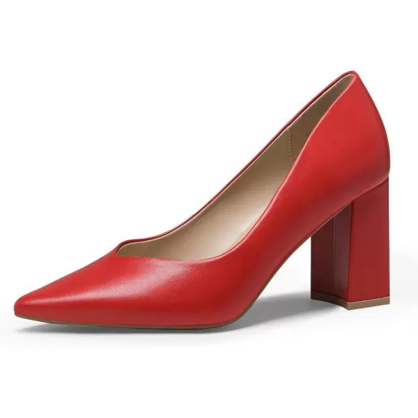 imageDREAM PAIRS Womens High Chunky Closed Toe Block Heels Pointed Toe Wedding Party Elegant Slip On Pumps ShoesRedPu