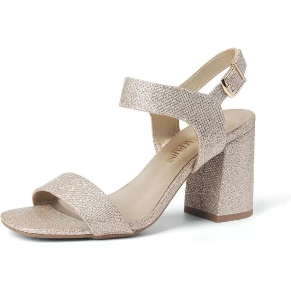 imageDREAM PAIRS Womens High Chunky Heels Square Toe Block Ankle Strap Dress Comfort SandalsGoldglitter