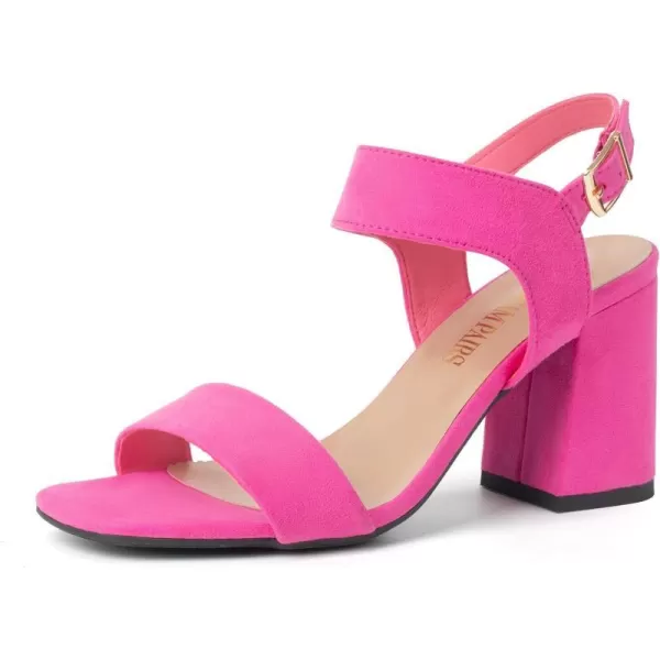 imageDREAM PAIRS Womens High Chunky Heels Square Toe Block Ankle Strap Dress Comfort SandalsHot Pinksuede
