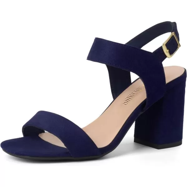 imageDREAM PAIRS Womens High Chunky Heels Square Toe Block Ankle Strap Dress Comfort SandalsNavysuede